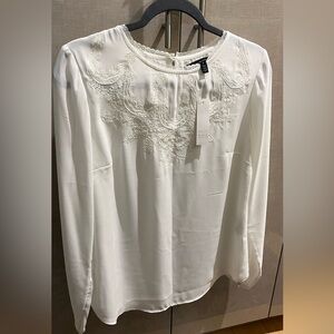 White House Black Market Ivory Lace Blouse